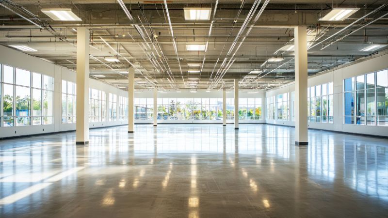 New industrial polished concrete flooring