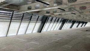 Protectapeel peelable protective coating protecting glass and frames during construction