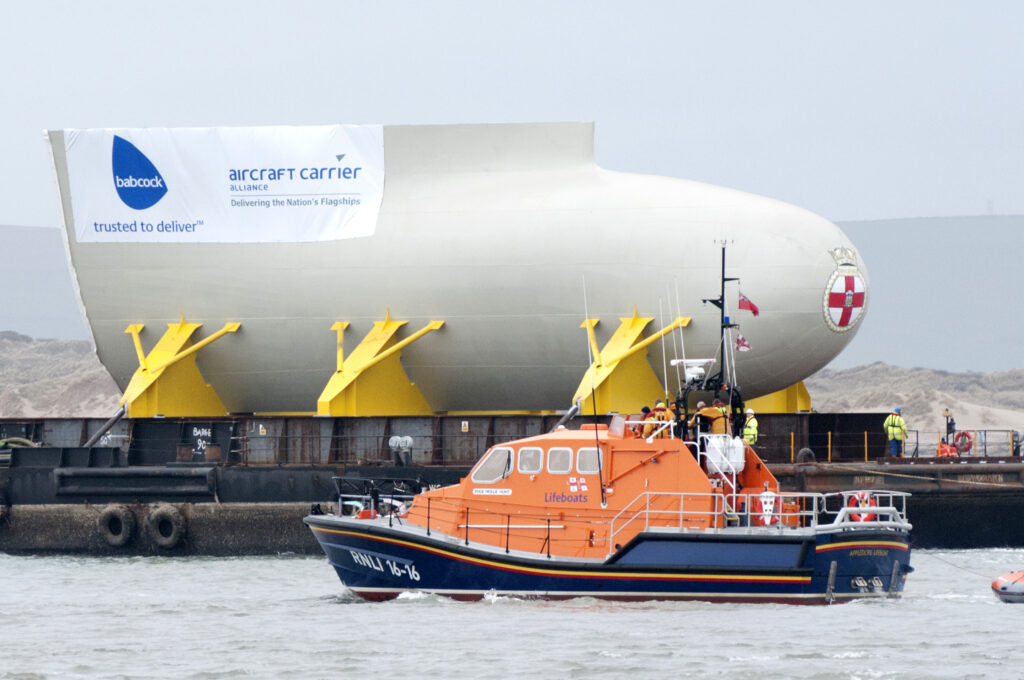 temporary steel protection on sections of the HMS Queen Elizabeth 
