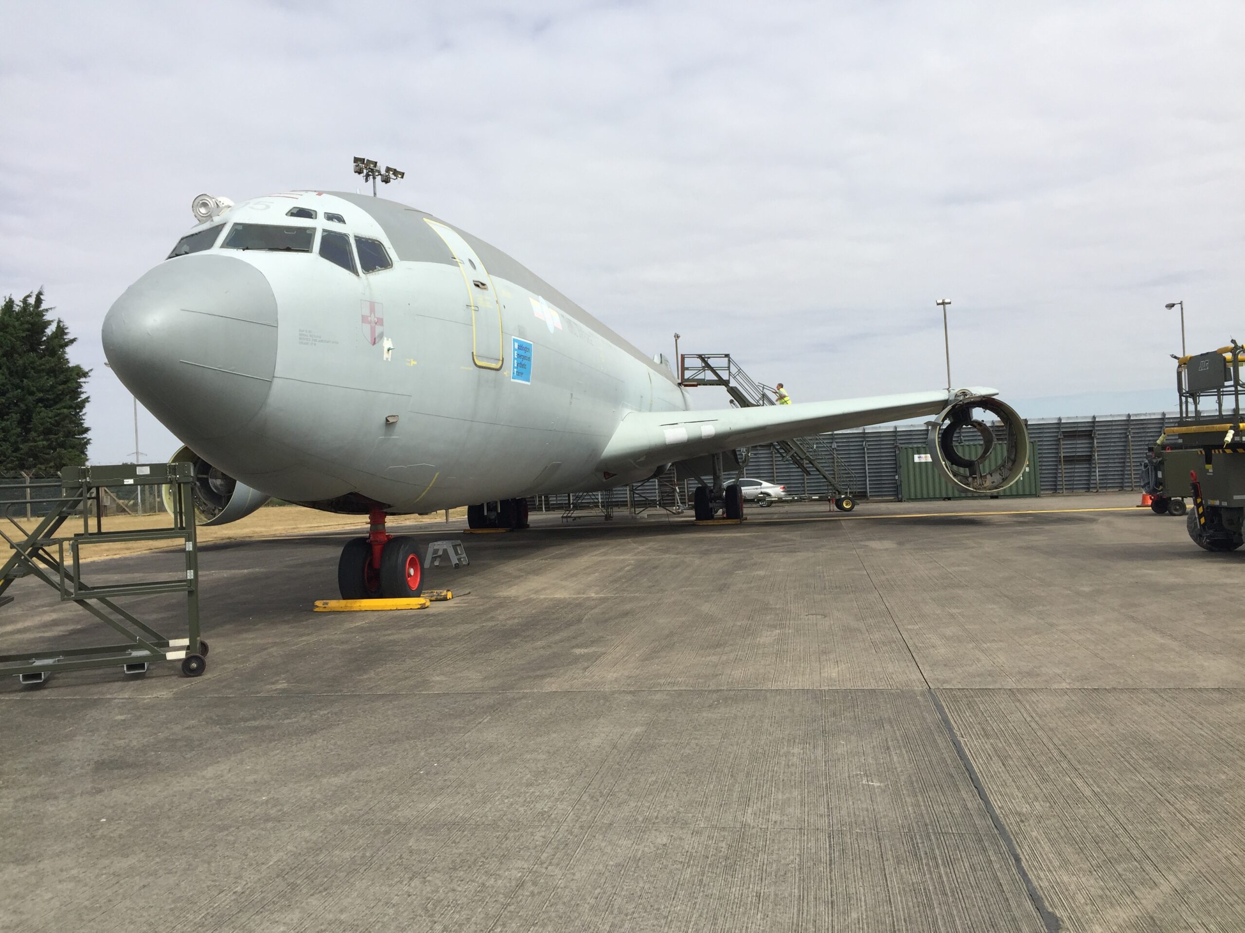 a stored boeing 707 aircraft with Protectapeel protective coating protecting it from the elements