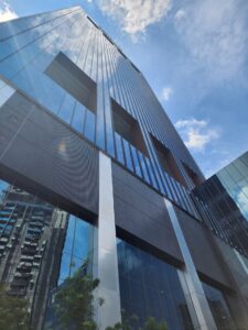 glass facade on a building 