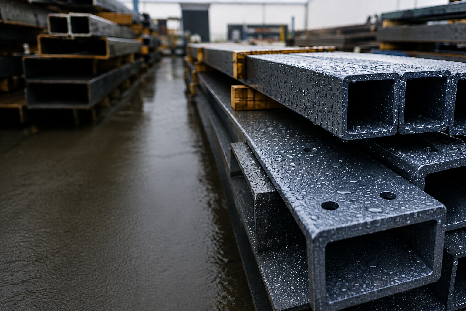 metal panels out in the rain