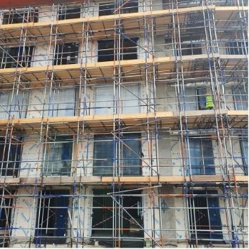 external protection of glass and frames on a construction site using Protectapeel protective coating
