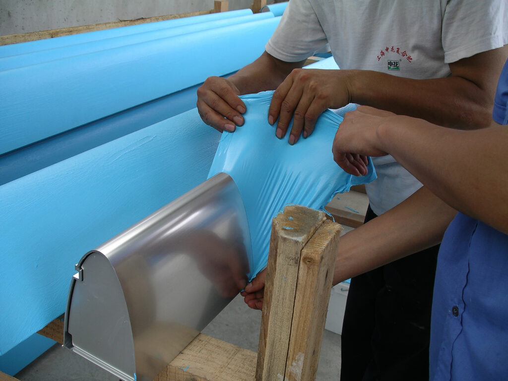 peeling Protectapeel from a metal cill 