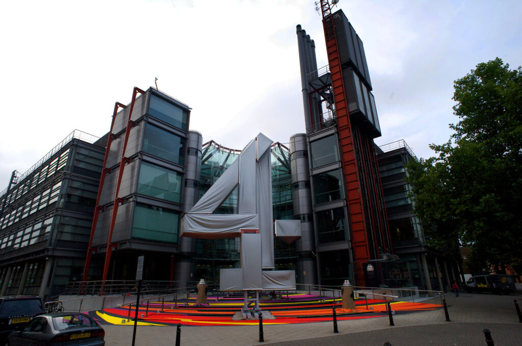 outside channel 4 studios during a temporary art installation 